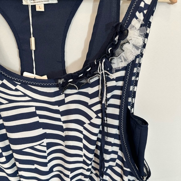 Forla Paris Womens Size L Jumpsuit Sleeveless Striped Pockets Lightweight Boho - Picture 9 of 16